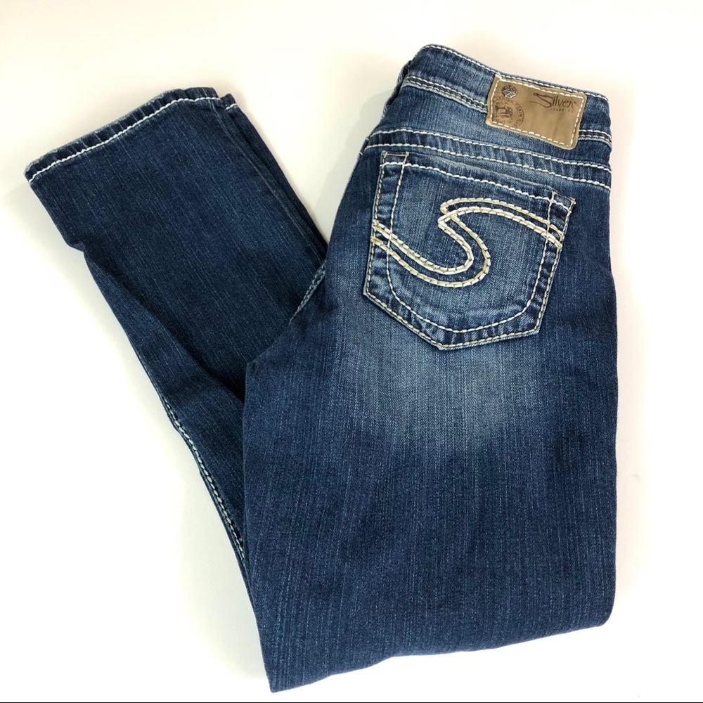 Silver Jeans Natsuki Capri Darker Wash Size 28